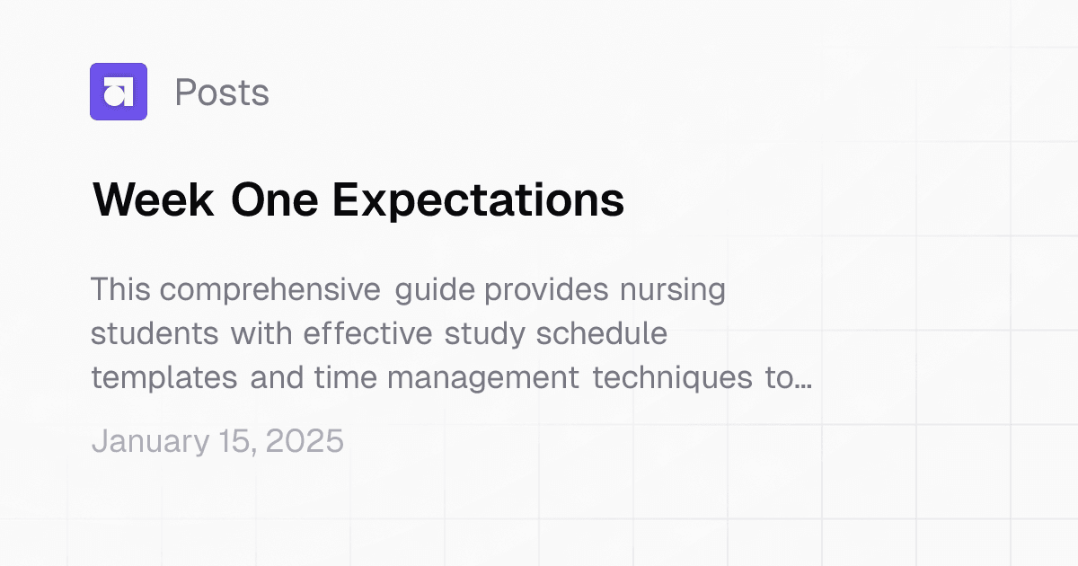 Week One Expectations | Study Guide Maker